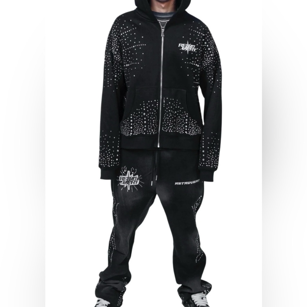 Black Studded Hoodie and Joggers Set